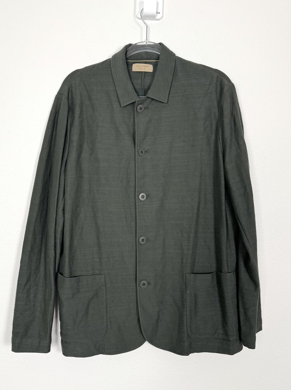 Falconeri Shirt Jacket Mens 54 XXL Olive green Cotton Made Italy